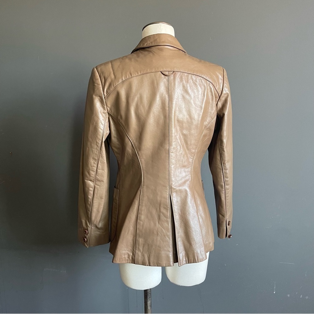 Vintage Etienne Aigner Leather Blazer Equestrian Minimalist Jacket Old Money 90s - Picture 6 of 13